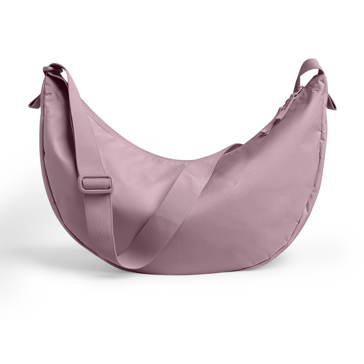 MOON BAG LARGE Tasche in calamary (Altrosa) als Studioaufnahme in Rückansicht.