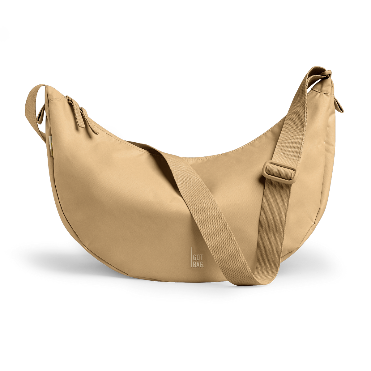 MOON BAG LARGE MONOCHROME EDITION Tasche in sea moss (warmes Beige-Khaki) als Frontansicht.