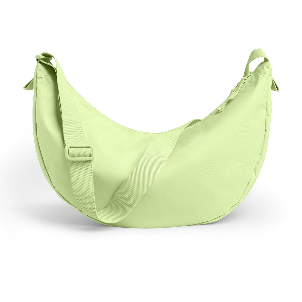 MOON BAG LARGE Tasche in wrasse (neonfarbenes Hellgrün) als Studioaufnahme.