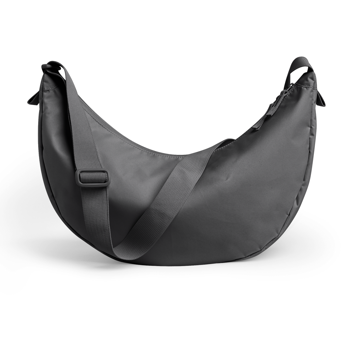 MOON BAG LARGE Tasche in shark (Dunkelgrau) als Studioaufnahme in Rückansicht.