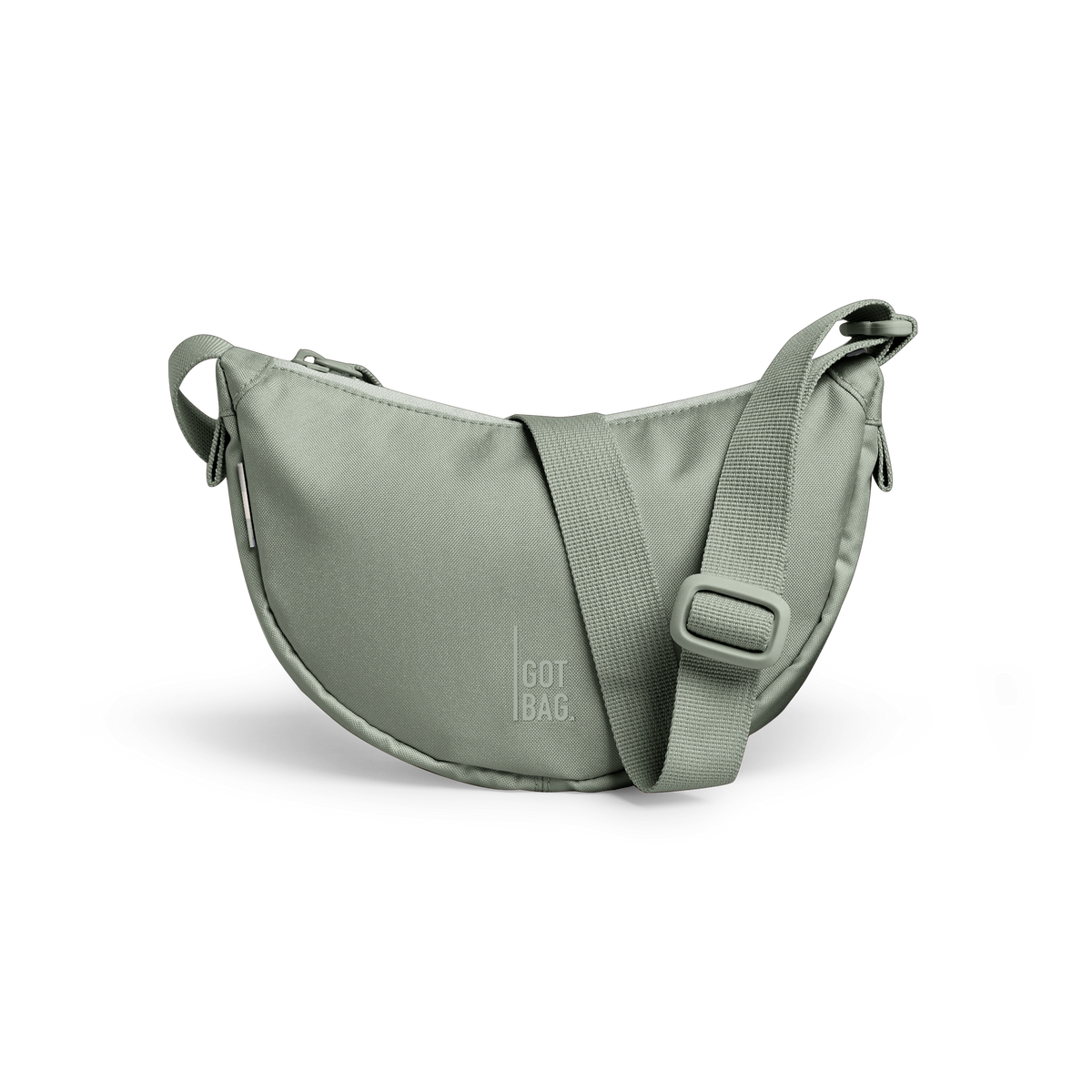 MOON BAG MINI Tasche in bass (Salbeigrün) als Studioaufnahme in Frontansicht.