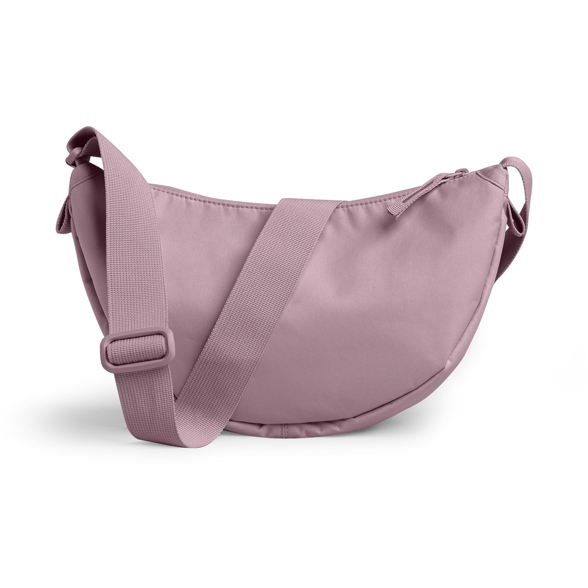 MOON BAG SMALL Monochrome Edition Tasche in calamary (Altrosa) als Studioaufnahme in Rückansicht.