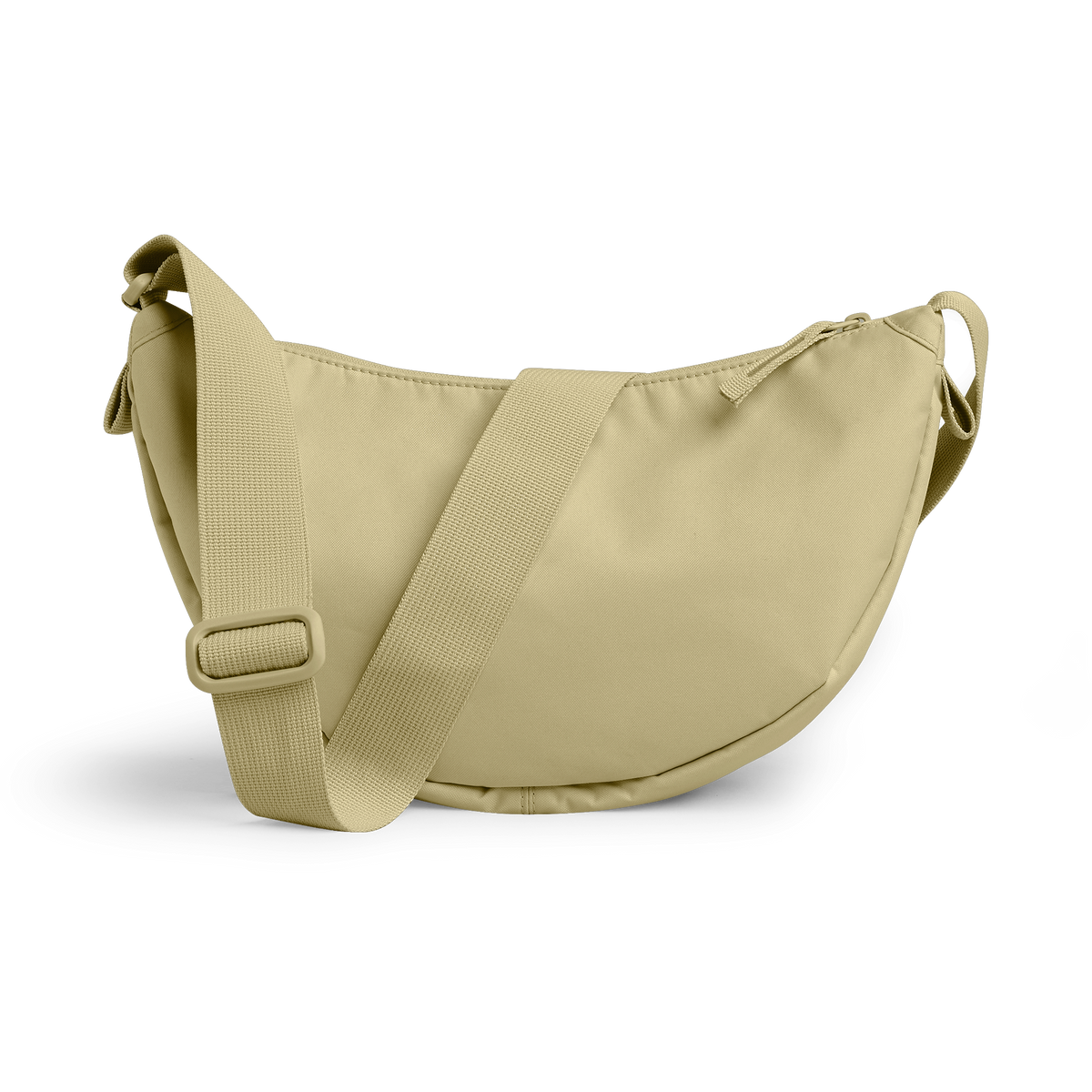 MOON BAG SMALL Monochrome Edition Tasche in nori (pastellfarbenes Pistaziengrün) in Rückansicht.