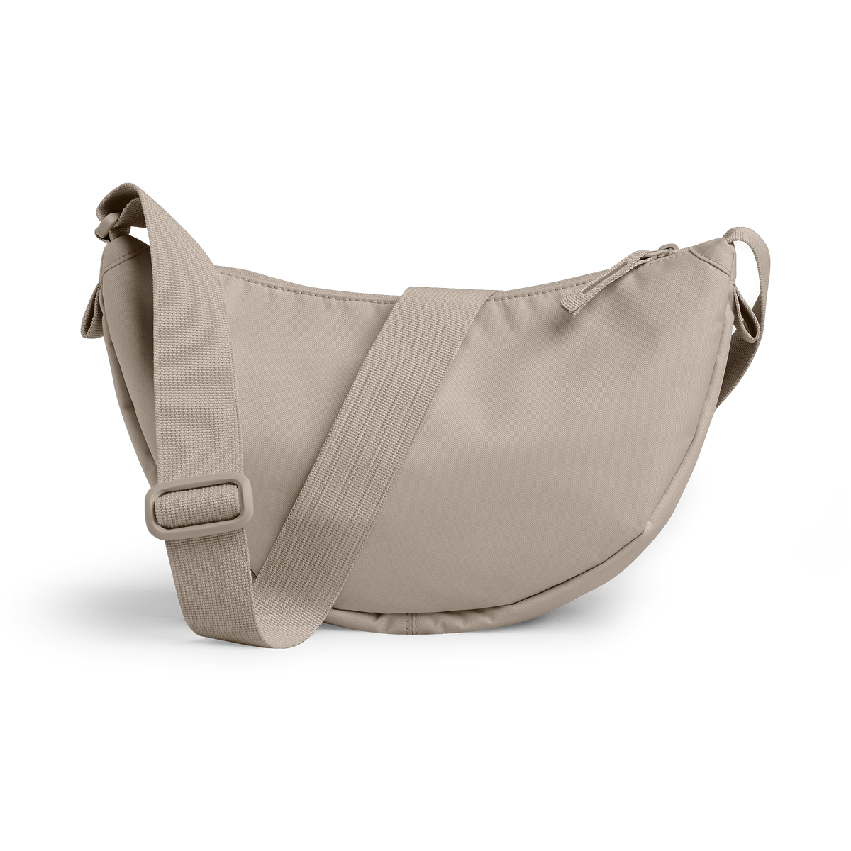 MOON BAG SMALL Tasche in scallop (helles Beige) als Rückansicht.