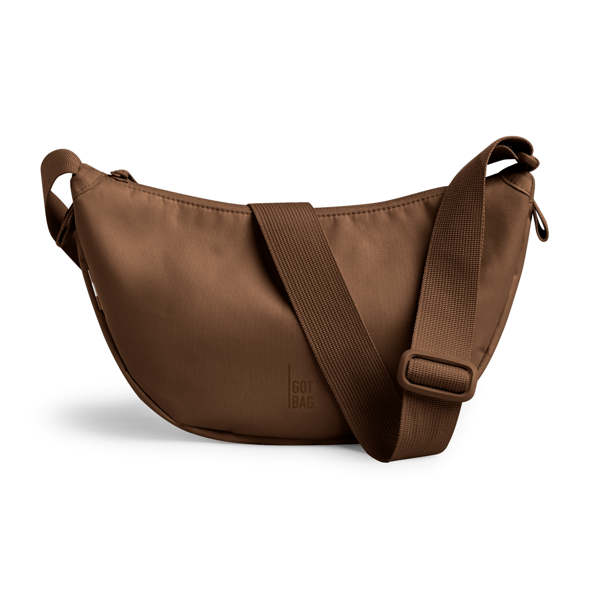 MOON BAG bag in trench (warm golden brown) as a studio shot, front view.