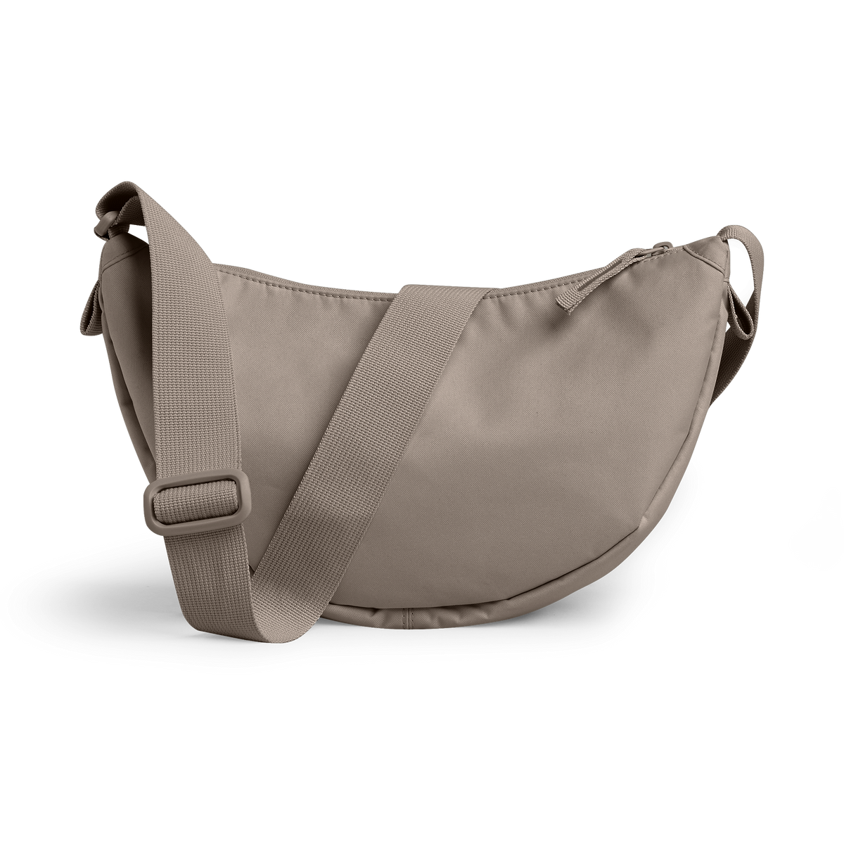 MOON BAG Tasche in seal (dunkler Beigeton) als Studioaufnahme in Rückansicht.