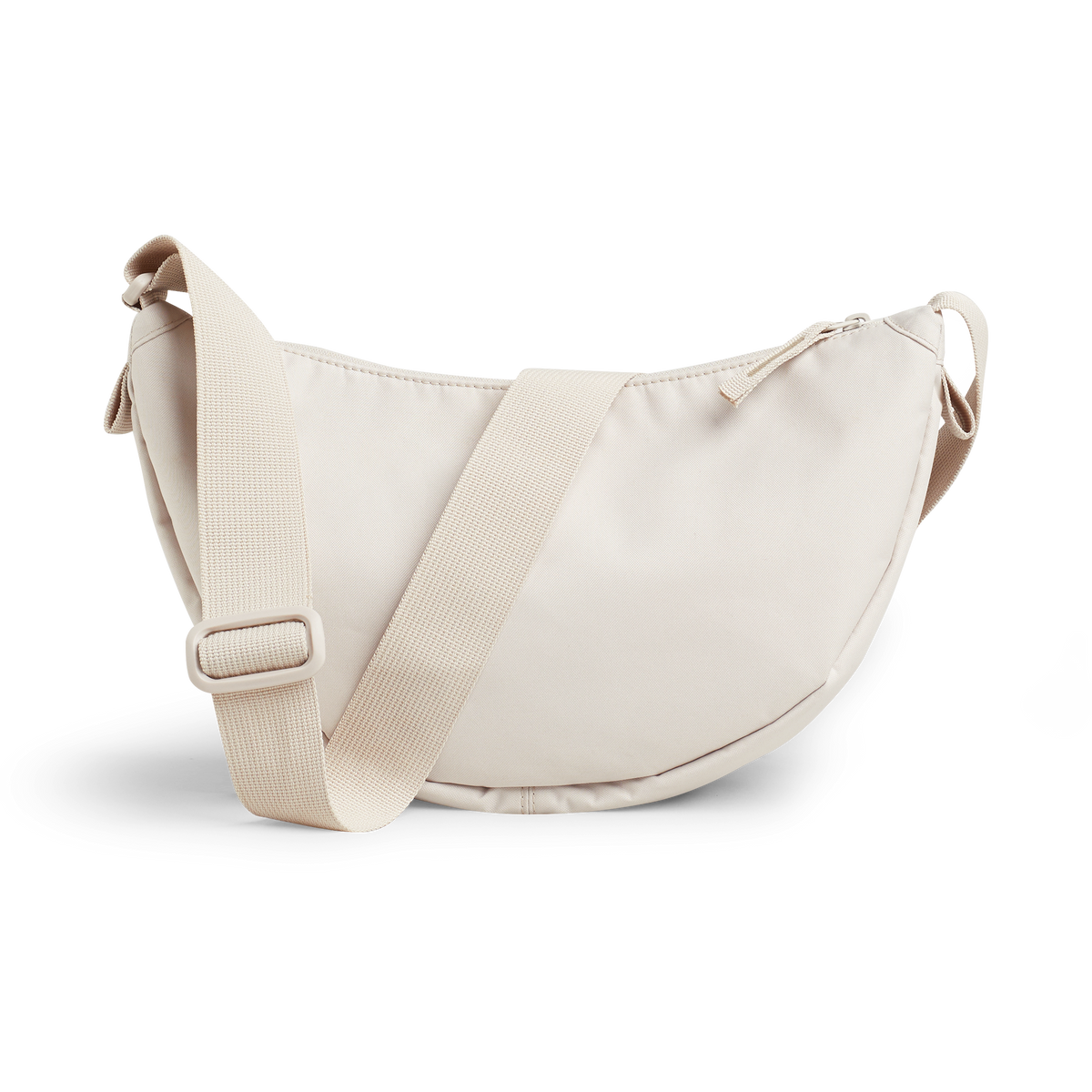 MOON BAG Tasche in soft shell (warmes Cremeweiß) in Rückansicht.