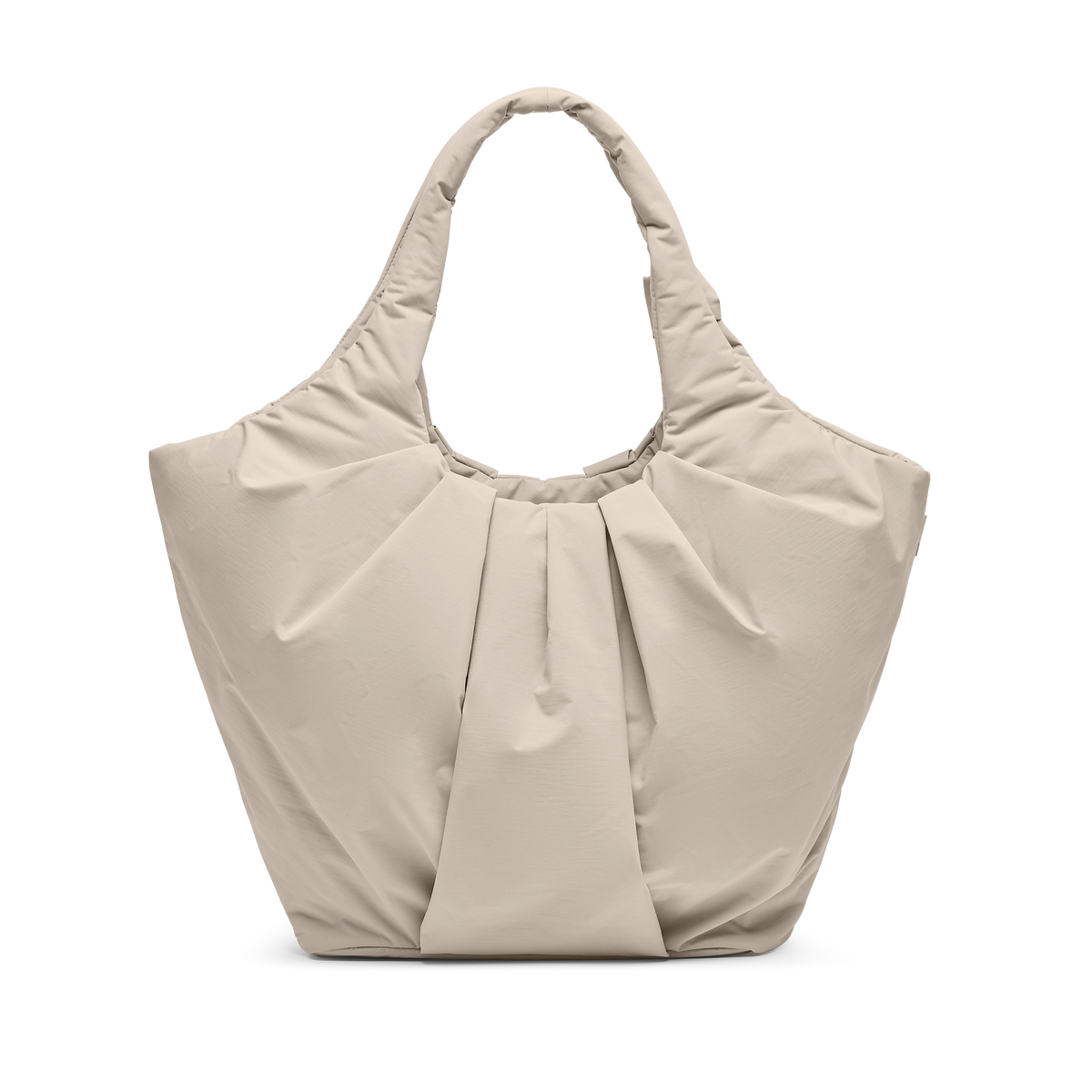 PLEAT TOTE BAG Tasche in scallop (helles Beige) in Rückansicht.