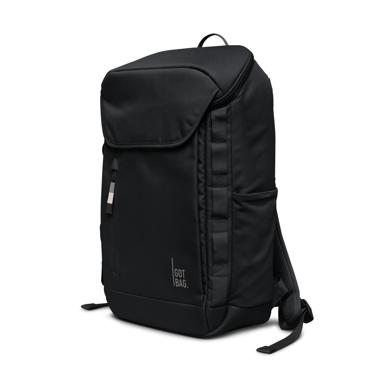 PRO PACK Rucksack in black (Schwarz) in diagonaler Ansicht.