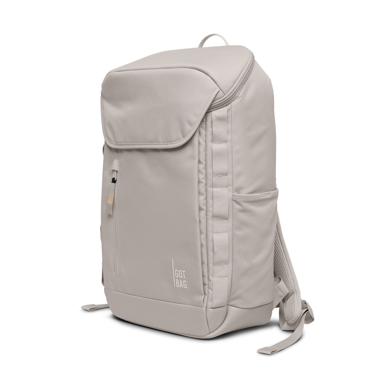PRO PACK Monochrome Edition Rucksack in clam (helles, warmes Grau) in diagonaler Ansicht.