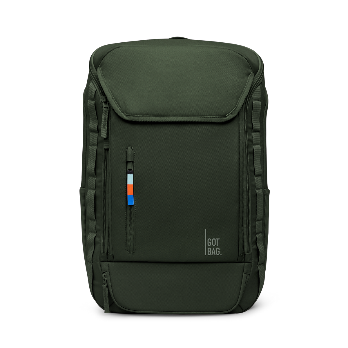 PRO PACK TRAVEL rugzak in algae (Donkergroen met grijstint) als studio-opname in vooraanzicht.