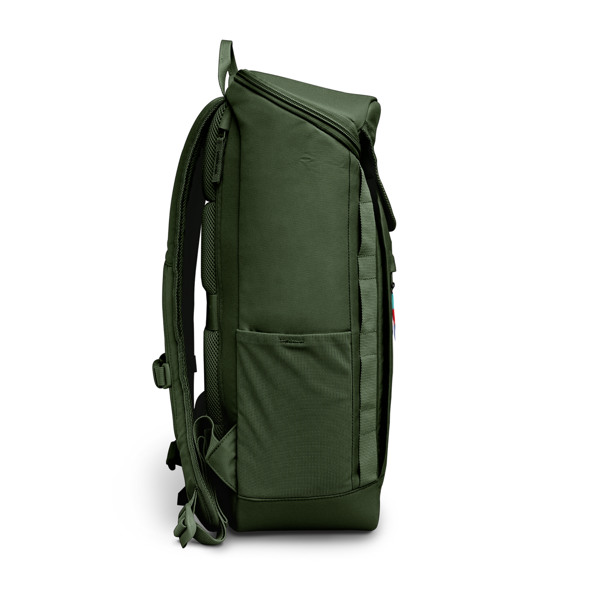 PRO PACK Rucksack in seafloor (tiefes Dunkelgrün) in Seitenansicht.