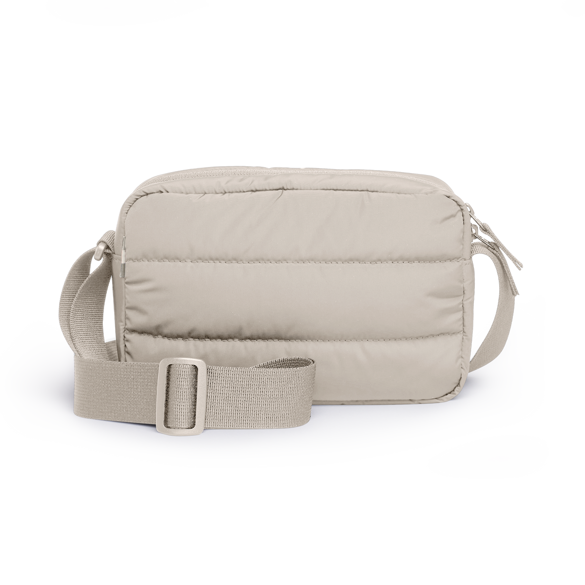 PUFFER CROSSBODY BAG Tasche in scallop (helles Beige) in Rückenansicht.