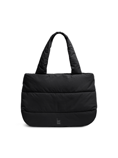 PUFFER HORIZON TOTE BAG Tasche in black (Schwarz) als Studioaufnahme in Frontansicht.