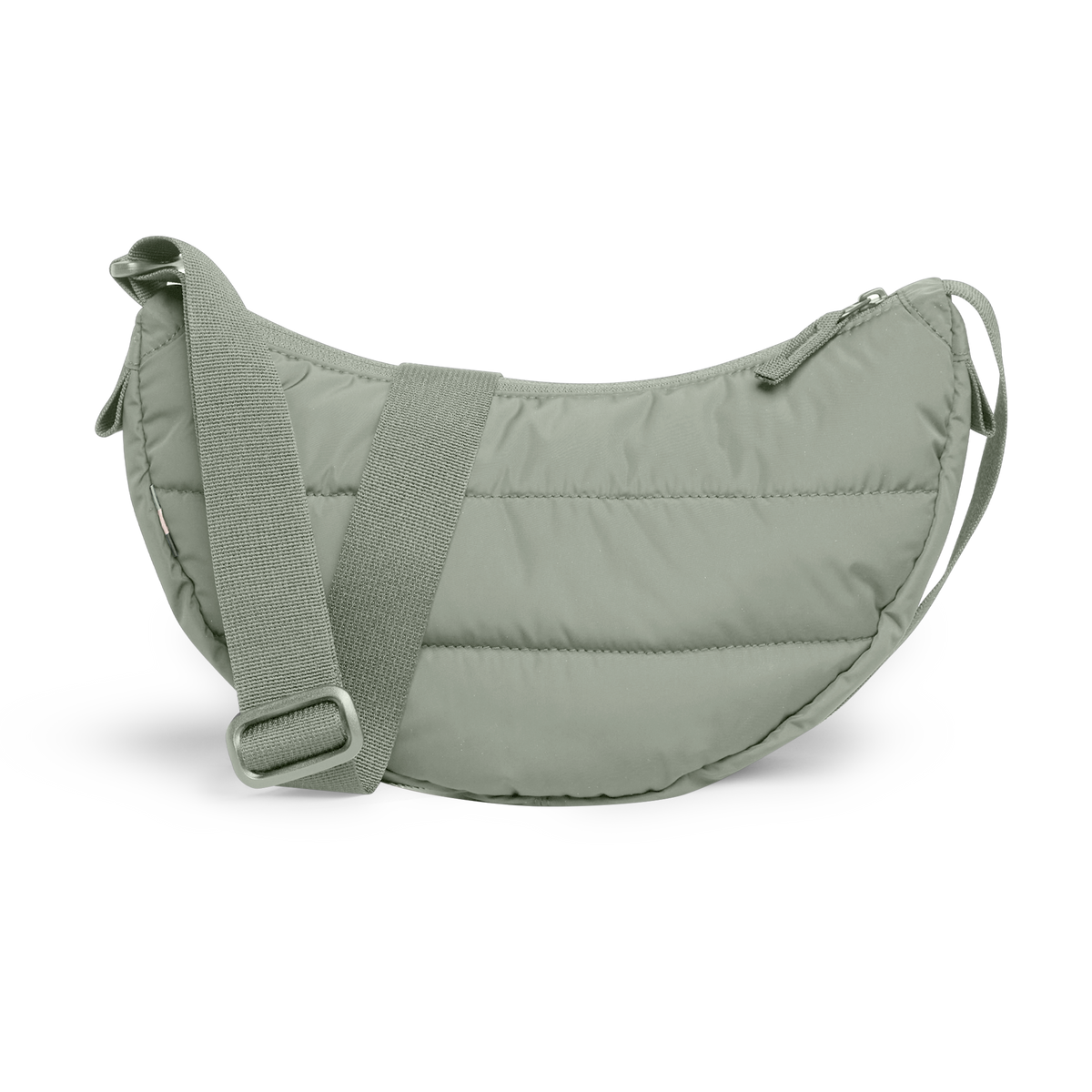 PUFFER MOON BAG SMALL Tasche in bass (Salbeigrün) als Studioaufnahme in Rückansicht.