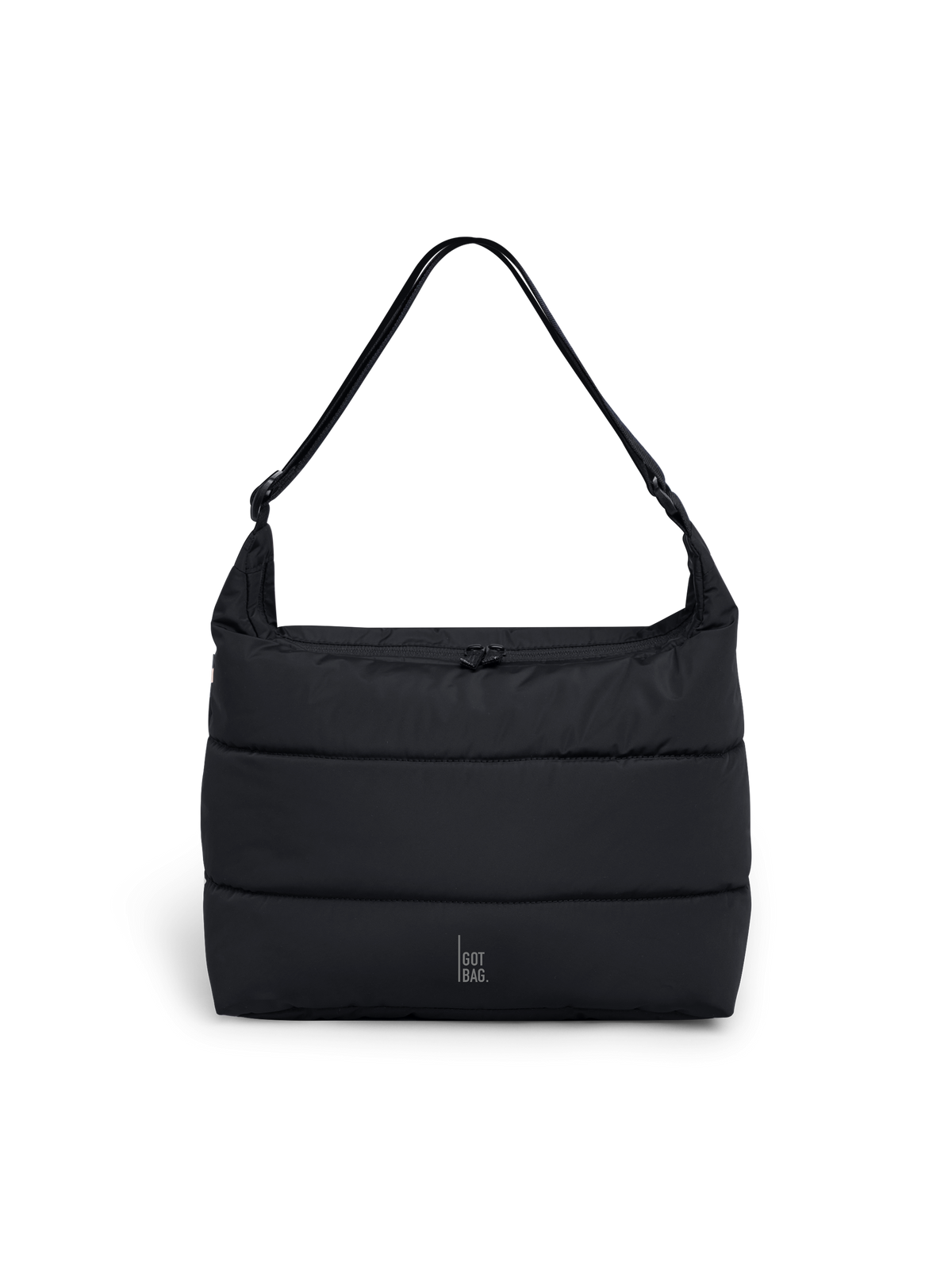 PUFFER SQUARE BAG LARGE Tasche in black (Schwarz) als Studioaufnahme in Frontansicht.