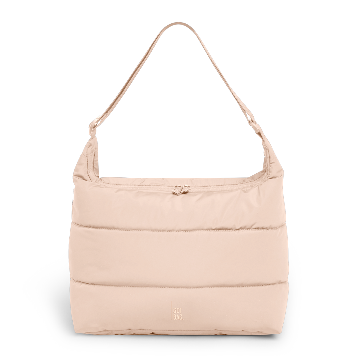 PUFFER SQUARE BAG Tasche in pearl (helles Puder-Rosa) als Studioaufnahme in Frontansicht.