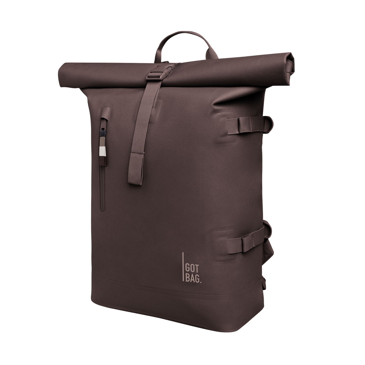 ROLLTOP Rucksack in tadpole (Schokobraun) in diagonaler Ansicht.
