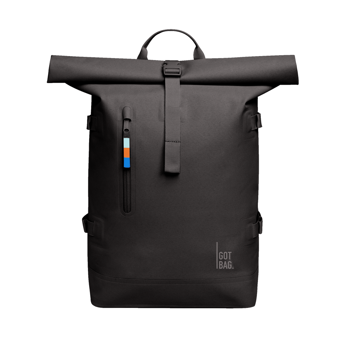 ROLLTOP Rucksack in mussel (dunkles Braun-Grau) als Studioaufnahme in Frontansicht.