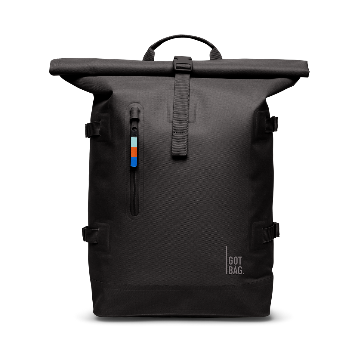 ROLLTOP Rucksack in mussel (dunkles Braun-Grau) als Studioaufnahme in Frontansicht.
