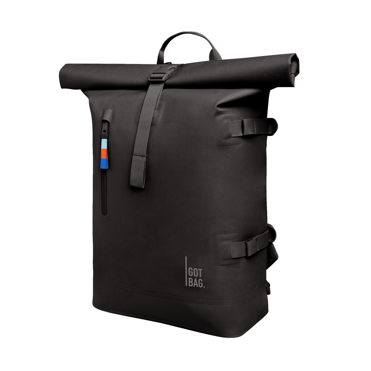 ROLLTOP 2.0 Rucksack in mussel (dunkles Braun-Grau) in diagonaler Ansicht.