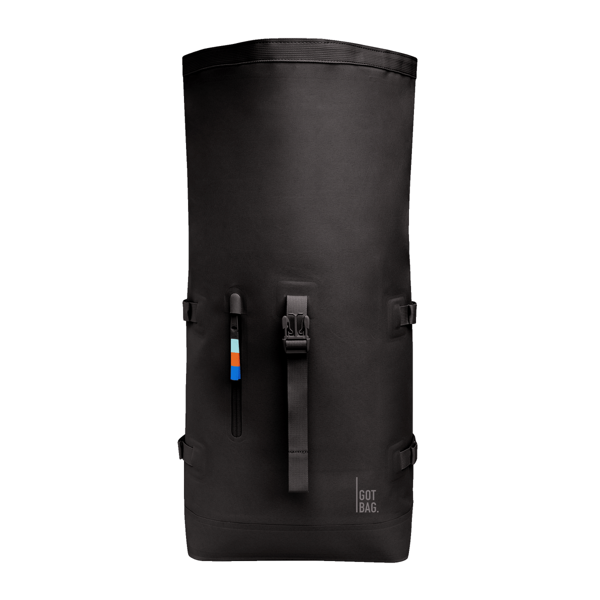 ROLLTOP 2.0 Rucksack in mussel (dunkles Braun-Grau) in Frontansicht mit geöffnetem Rollverschluss.