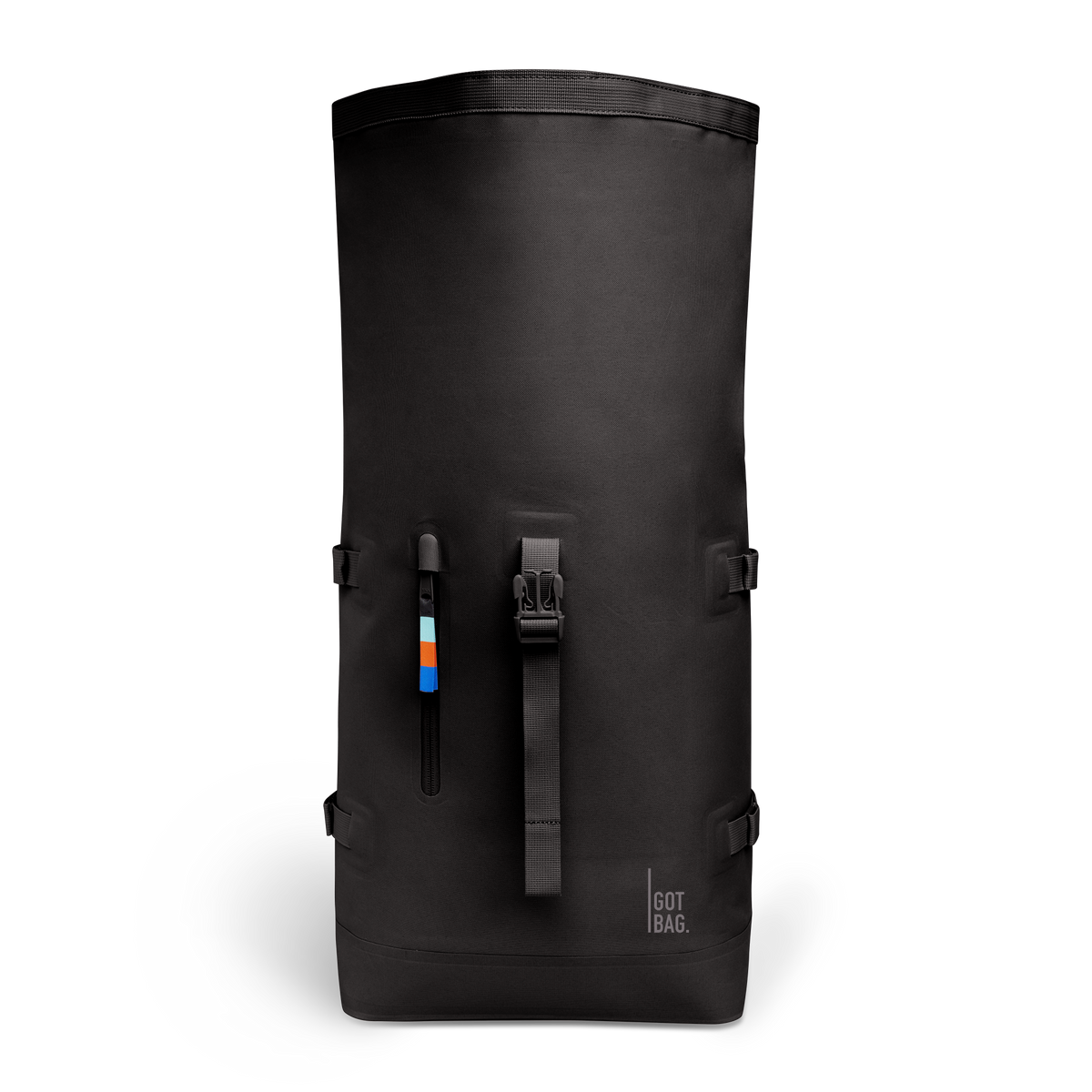 ROLLTOP Rucksack in mussel (dunkles Braun-Grau) als Studioaufnahme in Frontansicht.