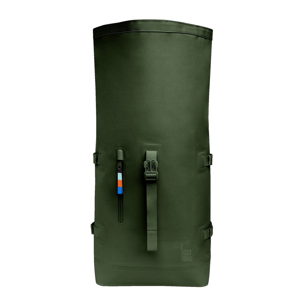 ROLLTOP Rucksack in seafloor (tiefes Dunkelgrün) als Frontansicht.