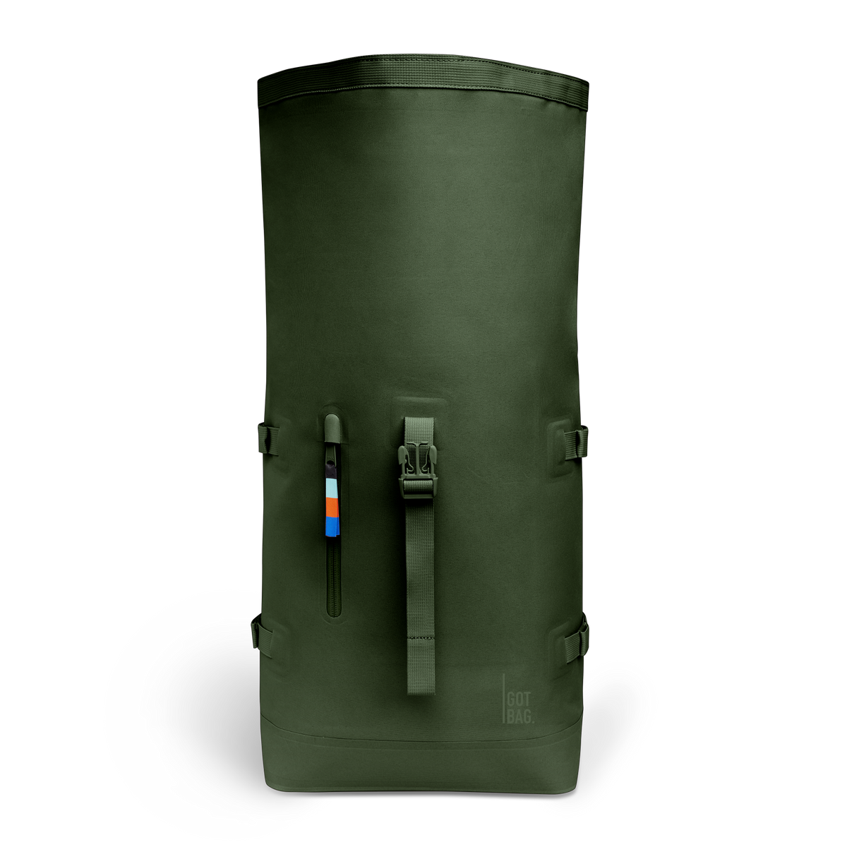 ROLLTOP Rucksack in seafloor (tiefes Dunkelgrün) als Studioaufnahme in Frontansicht.