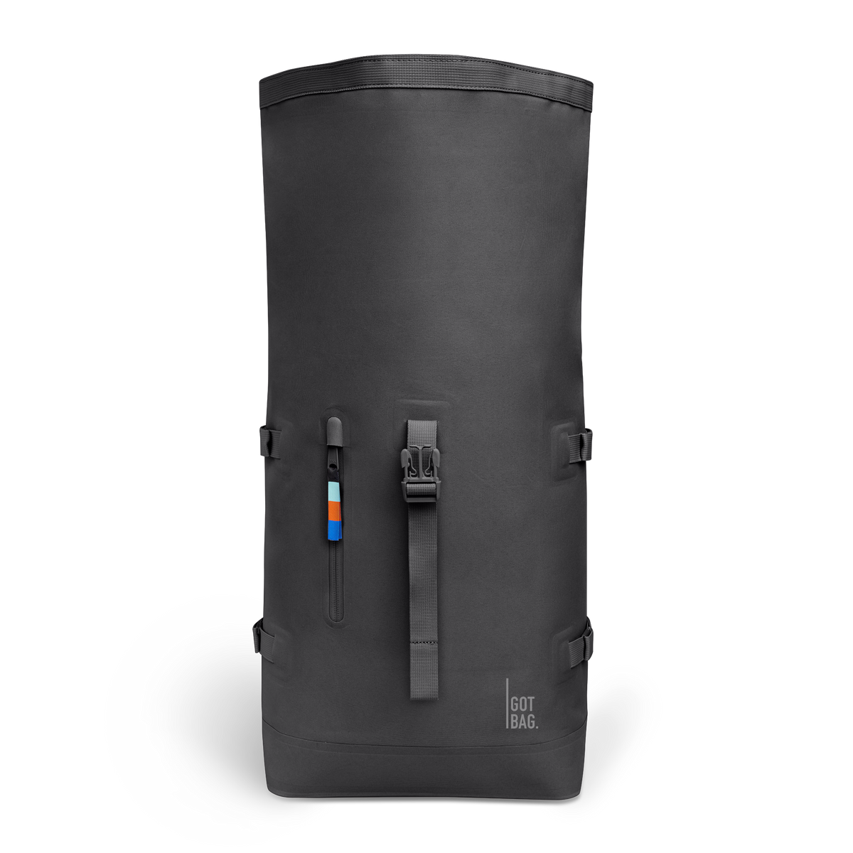ROLLTOP Rucksack in shark (Dunkelgrau) in Frontansicht.