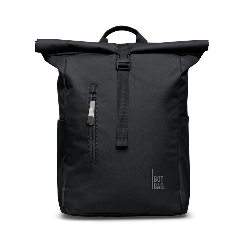 ROLLTOP EASY zaino in black (nero) vista frontale.