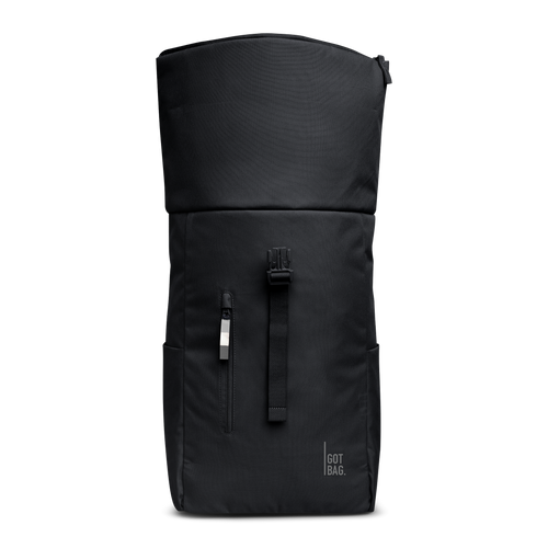 ROLLTOP EASY Rucksack in black (Schwarz) als Studioaufnahme in Frontansicht.