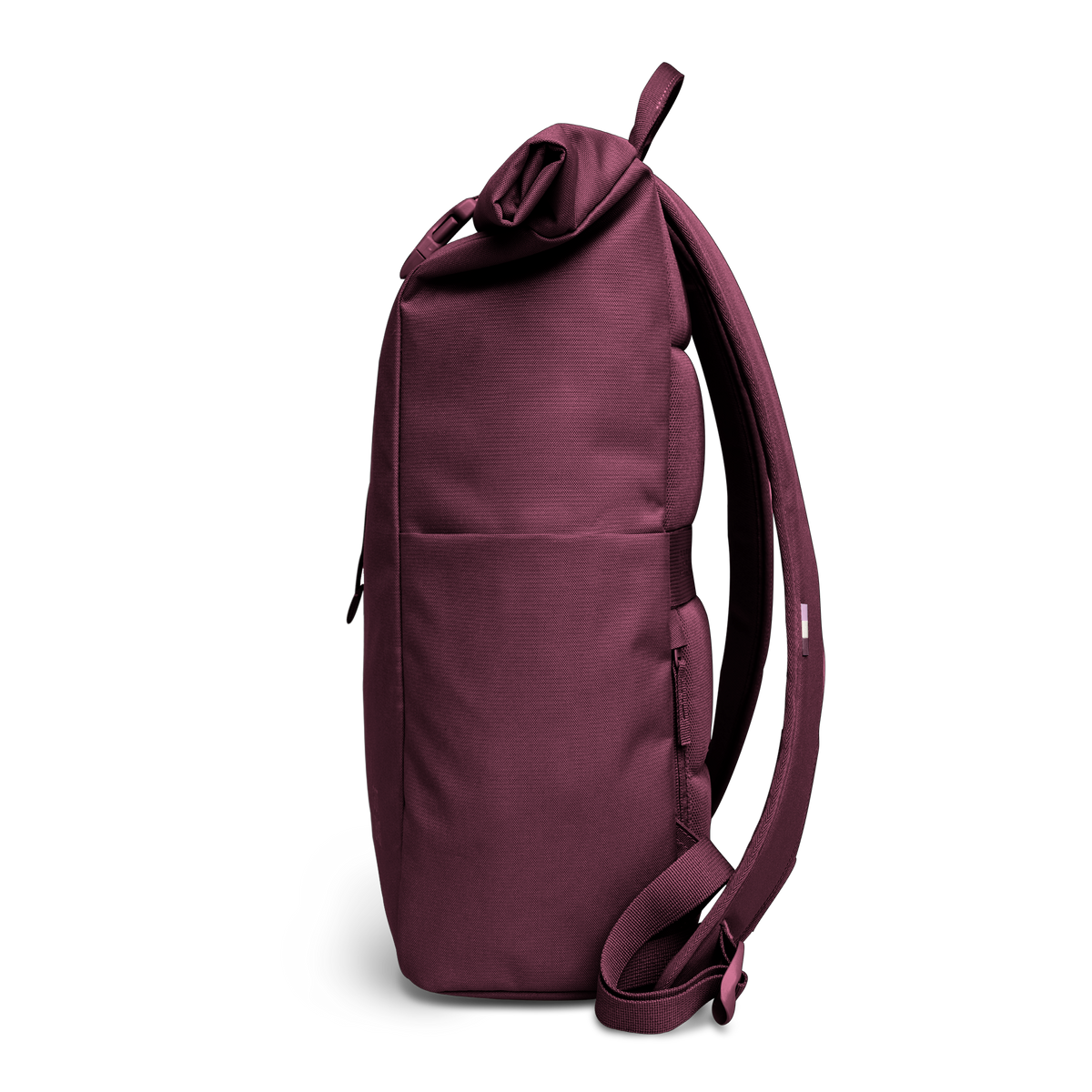 ROLLTOP EASY Rucksack in kraken (Weinrot) in Seitenansicht.