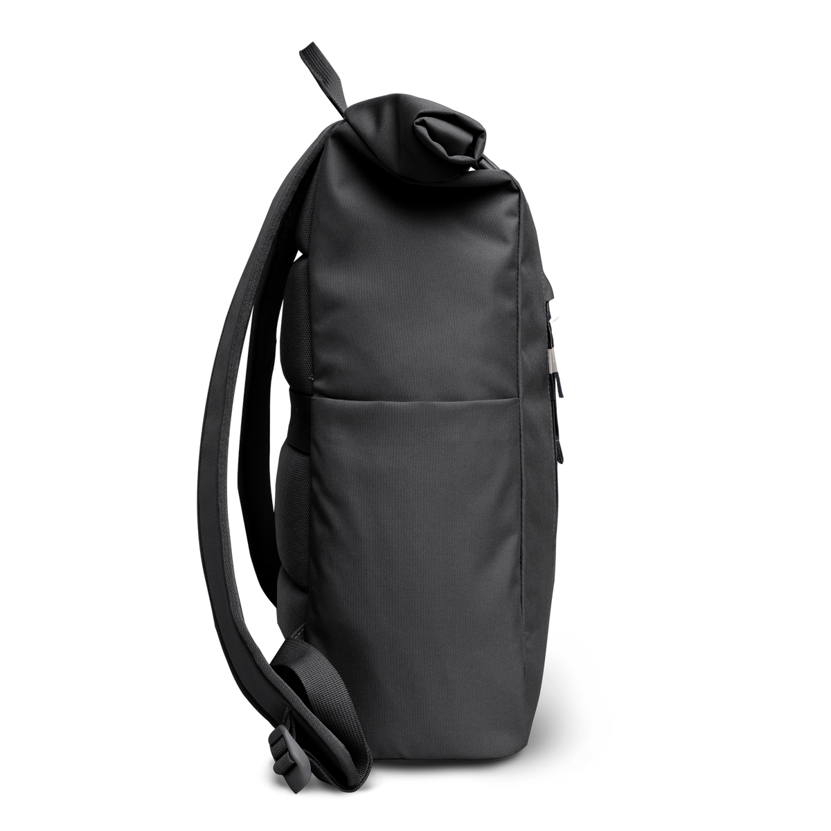 ROLLTOP EASY Rucksack in shark (Dunkelgrau) als Seitenansicht.