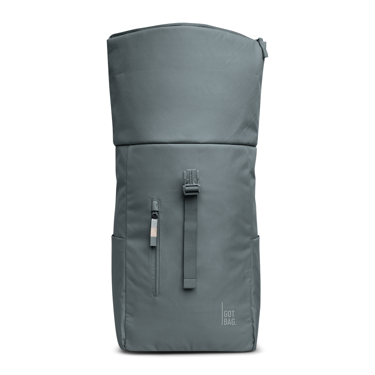ROLLTOP EASY Rucksack in basalt (graues Eisblau) als Studioaufnahme in Frontansicht.