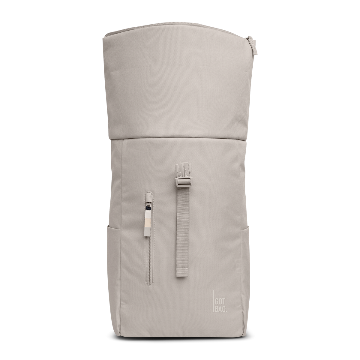 ROLLTOP EASY Rucksack in clam (helles, warmes Grau) als Studioaufnahme in Frontansicht.