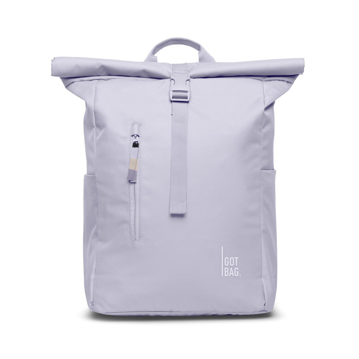 ROLLTOP EASY Rucksack in purple coral (pastellfarbenes helles Flieder) als Studioaufnahme in Frontansicht.