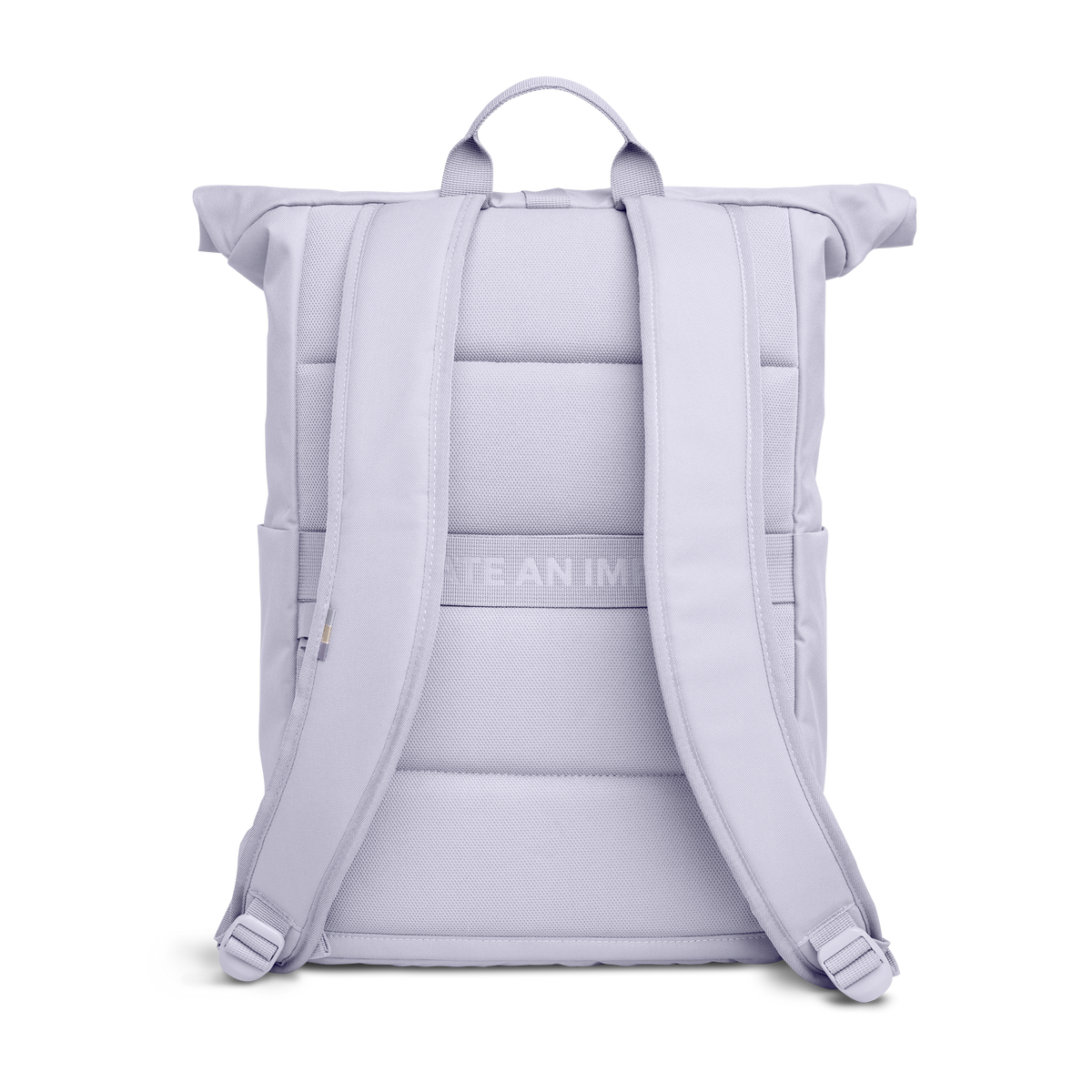 ROLLTOP EASY Rucksack in purple coral (pastellfarbenes helles Flieder) in Rückansicht.