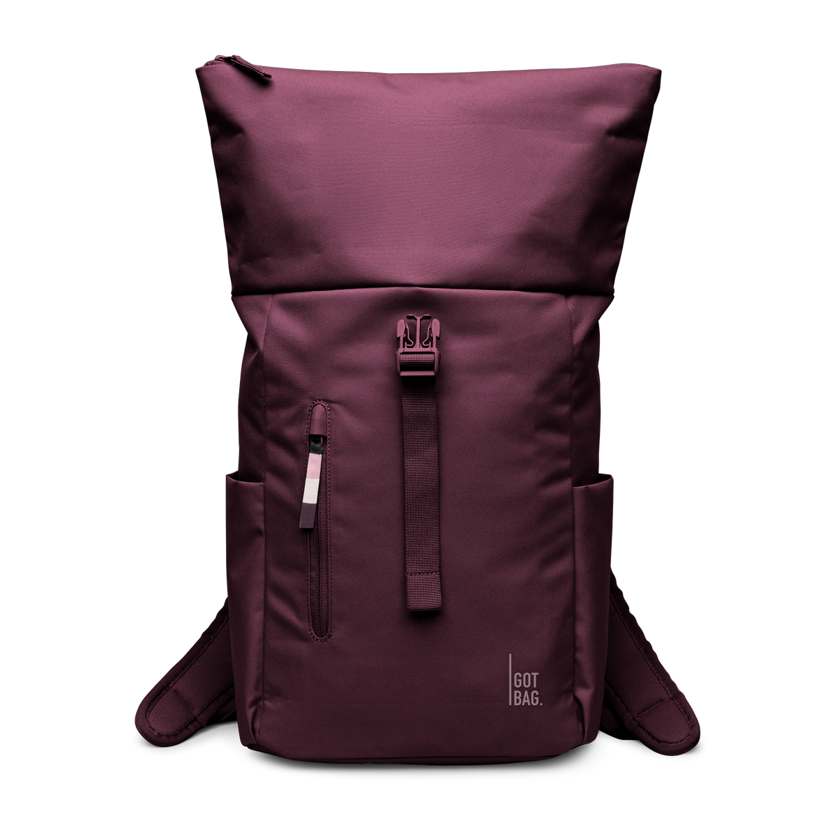 ROLLTOP EASY SMALL Rucksack in kraken (Weinrot) als Studioaufnahme in Frontansicht.