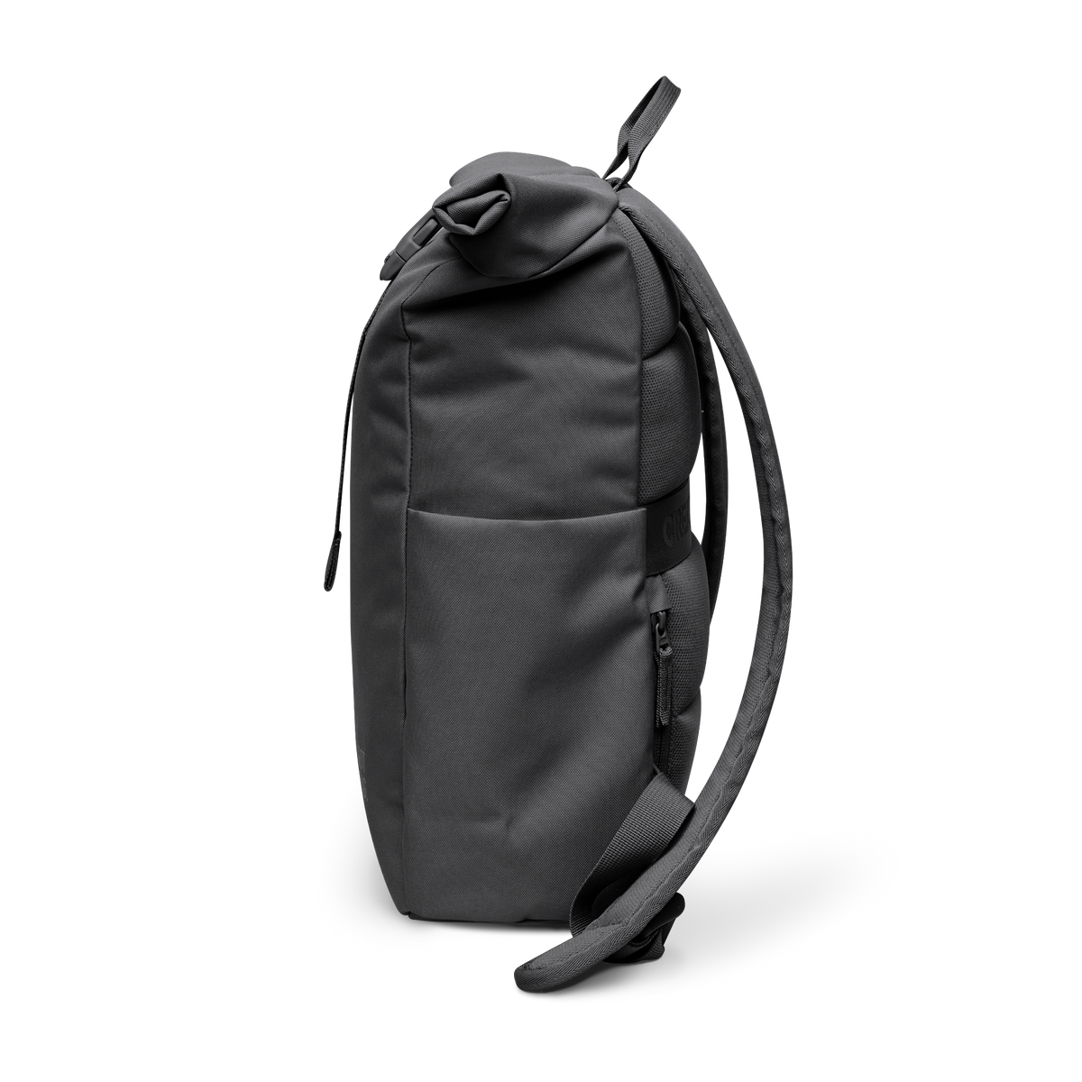 ROLLTOP EASY SMALL Rucksack in shark (Dunkelgrau) als Seitenansicht.
