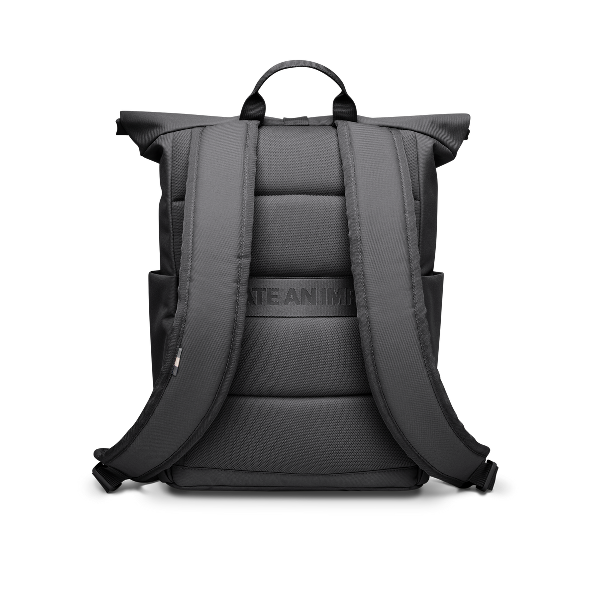 ROLLTOP EASY SMALL Rucksack in shark (Dunkelgrau) in Rückansicht.