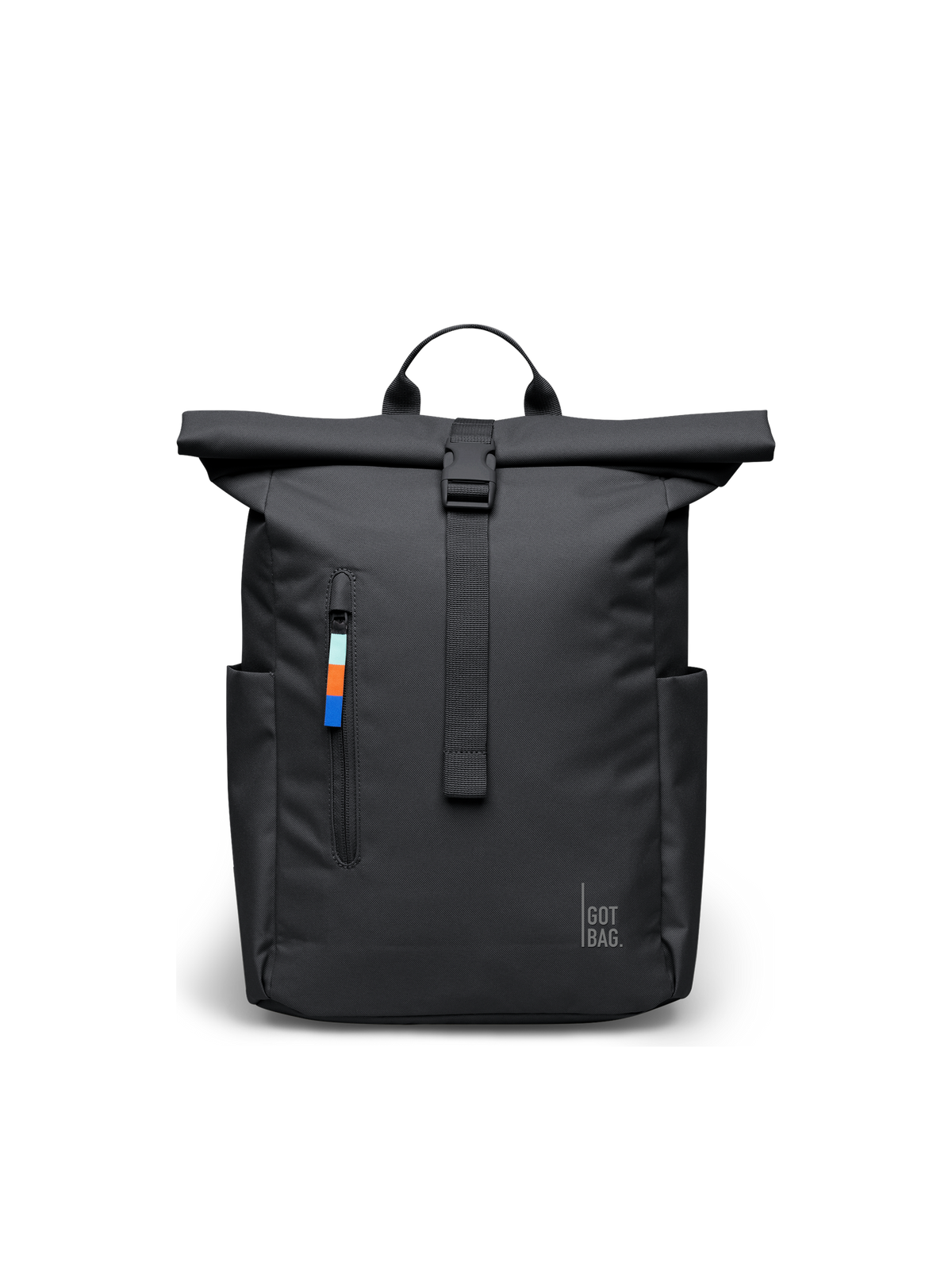 ROLLTOP EASY SMALL Rucksack in black (Schwarz) als Studioaufnahme in Frontansicht.