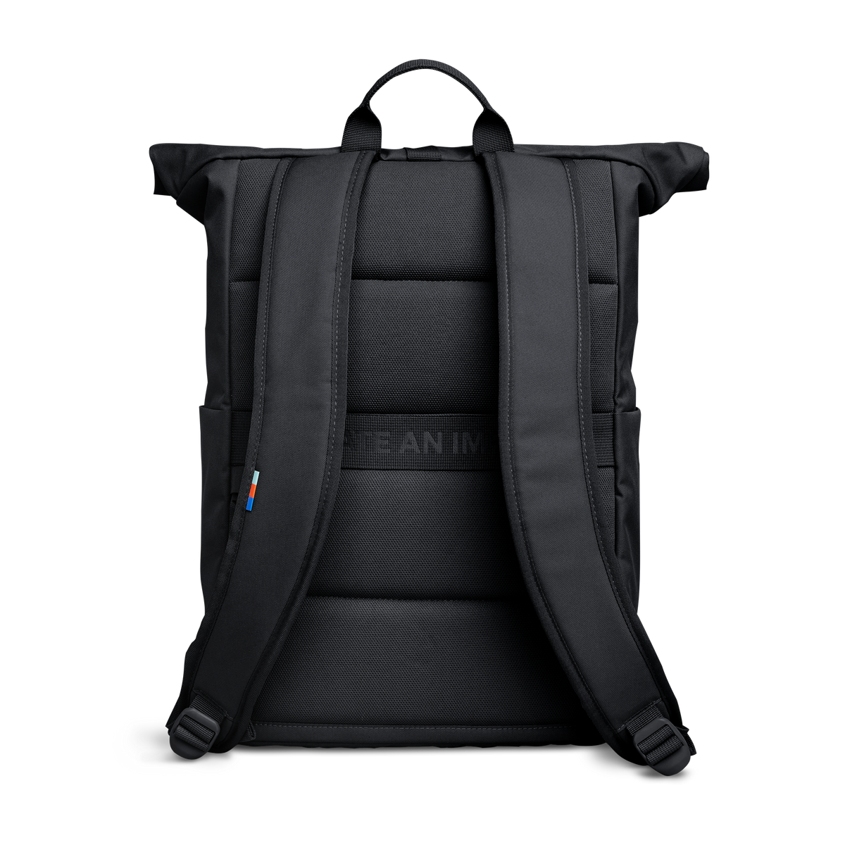 ROLLTOP EASY Rucksack in black (Schwarz) als Rückenansicht.