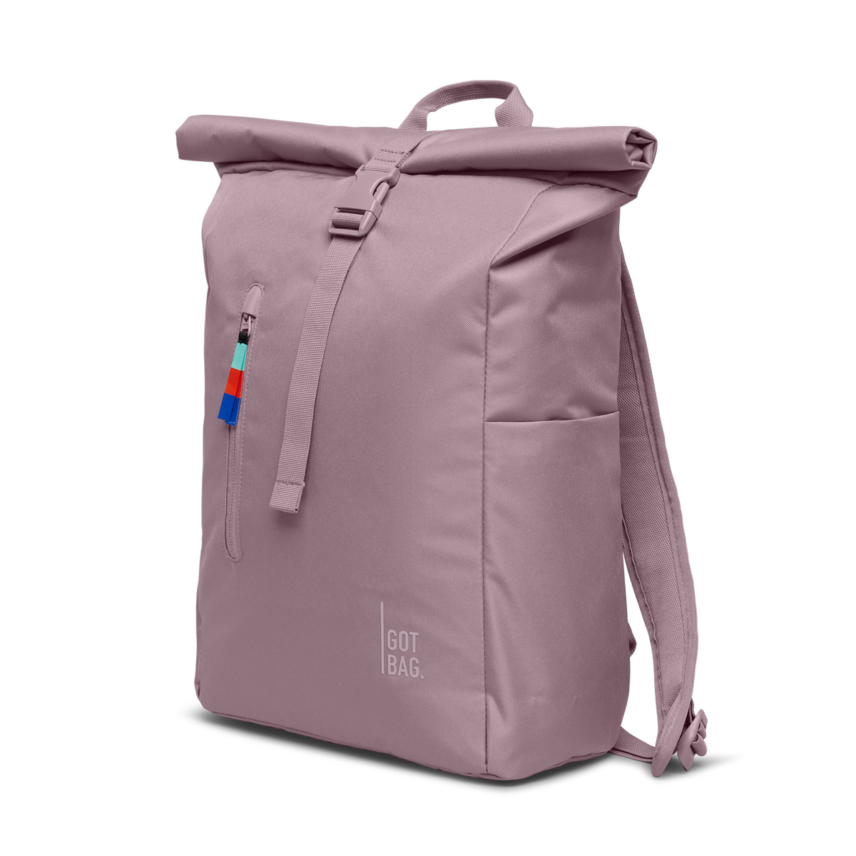 ROLLTOP EASY Rucksack in calamary (Altrosa) als Schrägansicht.