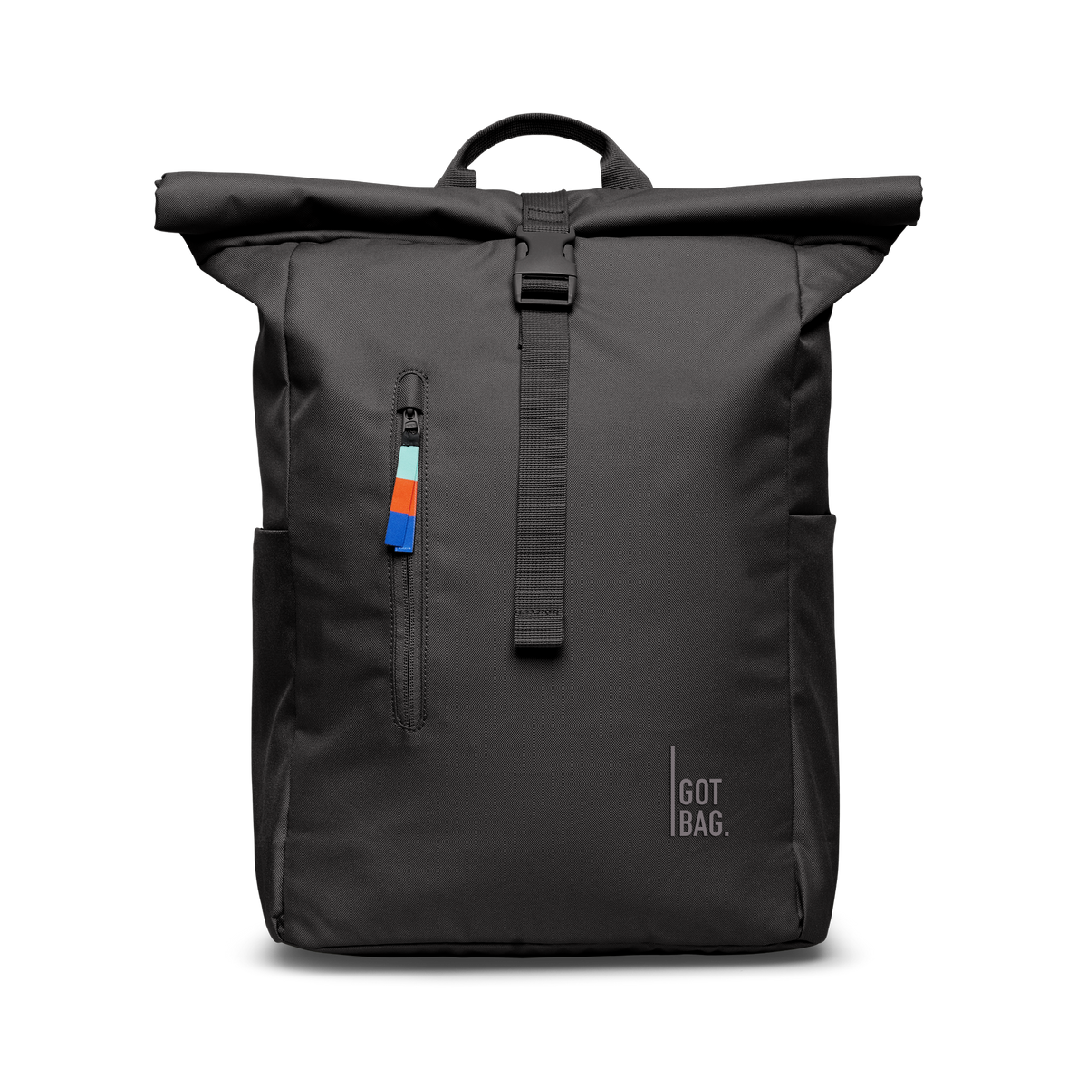ROLLTOP EASY Rucksack in mussel (dunkles Braun-Grau) als Frontansicht.