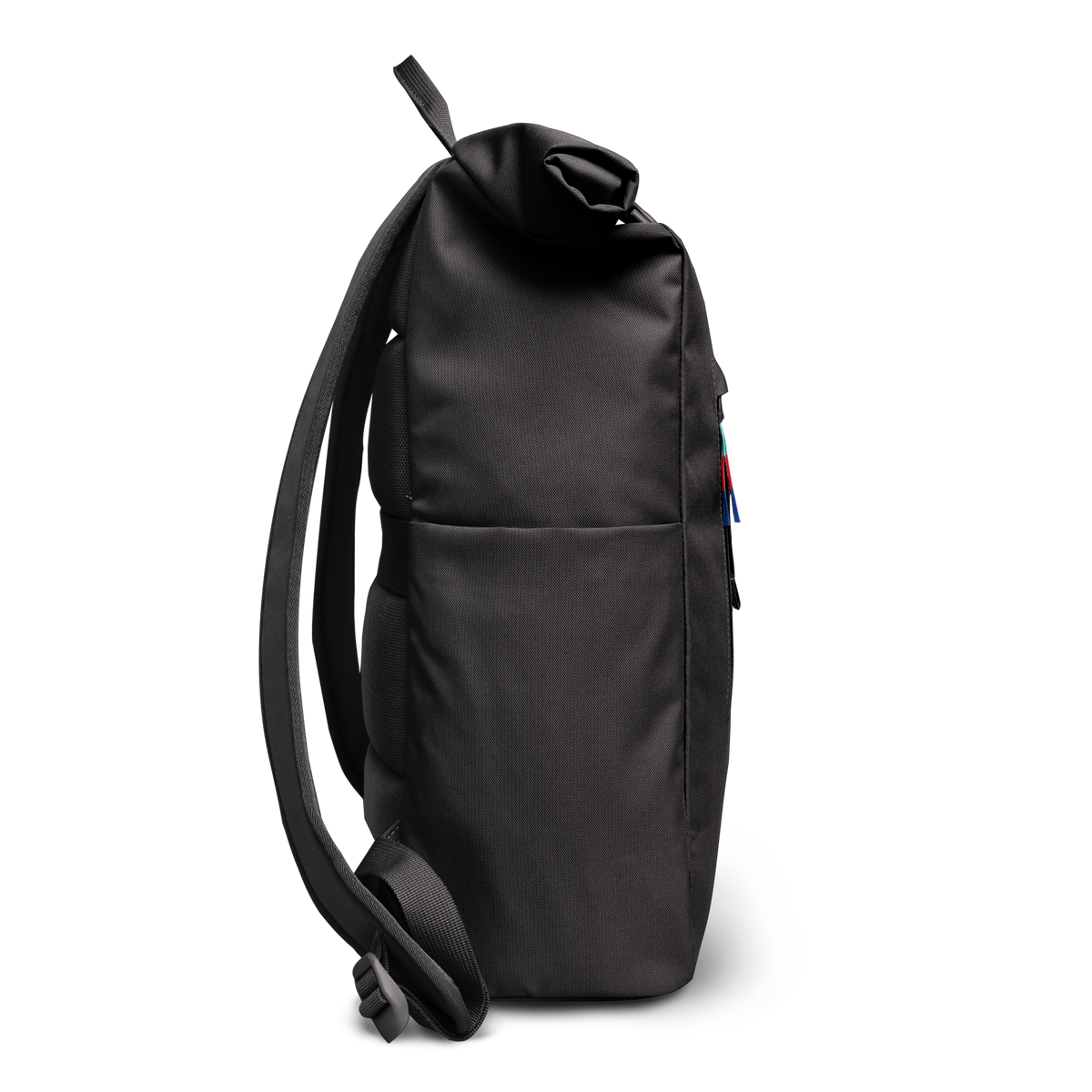 ROLLTOP EASY Rucksack in mussel (dunkles Braun-Grau) als Studioaufnahme in Seitenansicht.