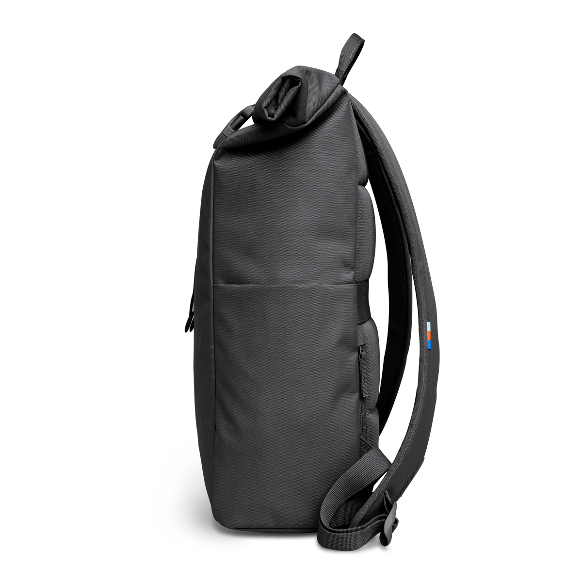 ROLLTOP EASY Rucksack in shark (Dunkelgrau) als Seitenansicht.