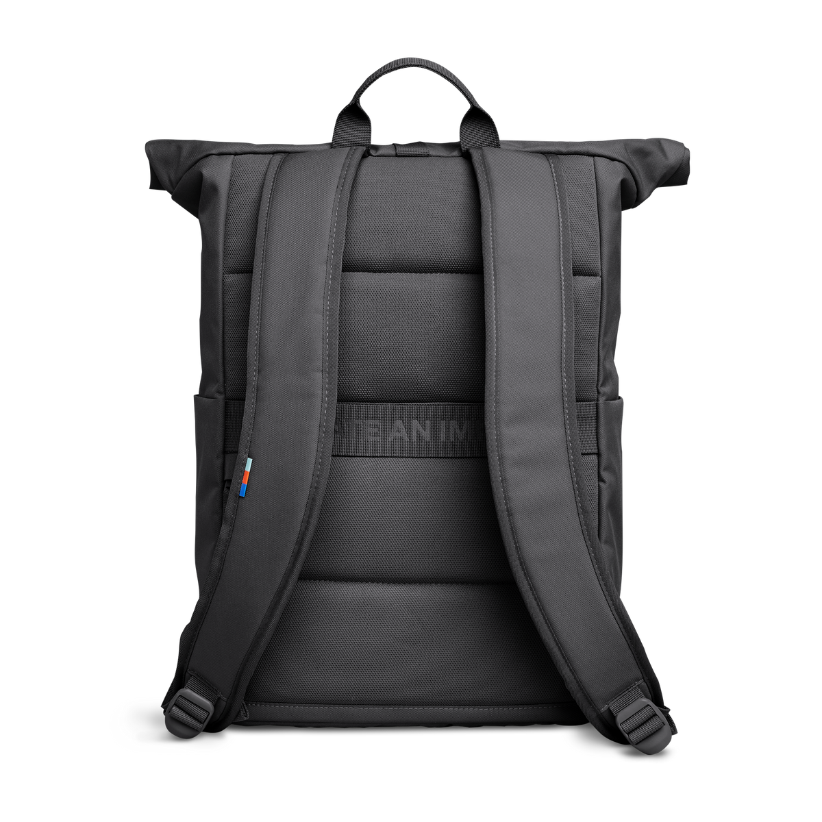 ROLLTOP EASY Rucksack in shark (Dunkelgrau) in Rückenansicht.