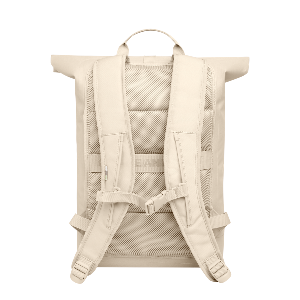 ROLLTOP LITE Rucksack in salt (warmes Cremeweiß) als Studioaufnahme in Rückenansicht.