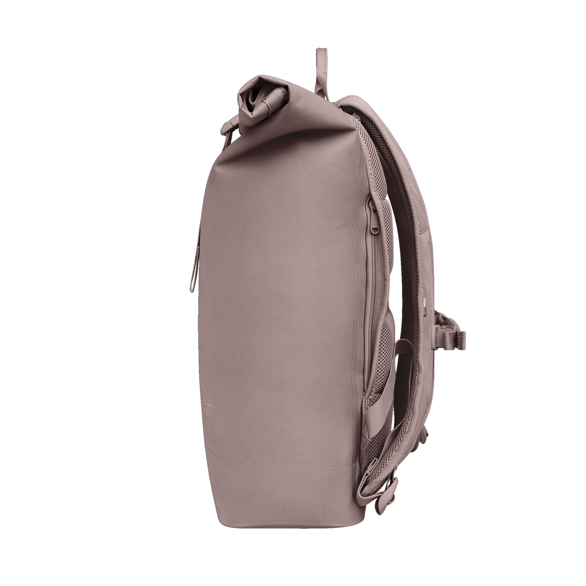 ROLLTOP LITE Rucksack in blobfish (dunkles Altrosa) als Seitenansicht.